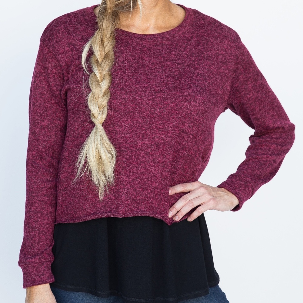 Agnes & Dora Burgundy Pullover Sweater